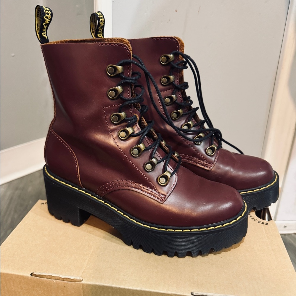 Dr. Martens Cherry Red Combat Boots - Picture 3 of 6